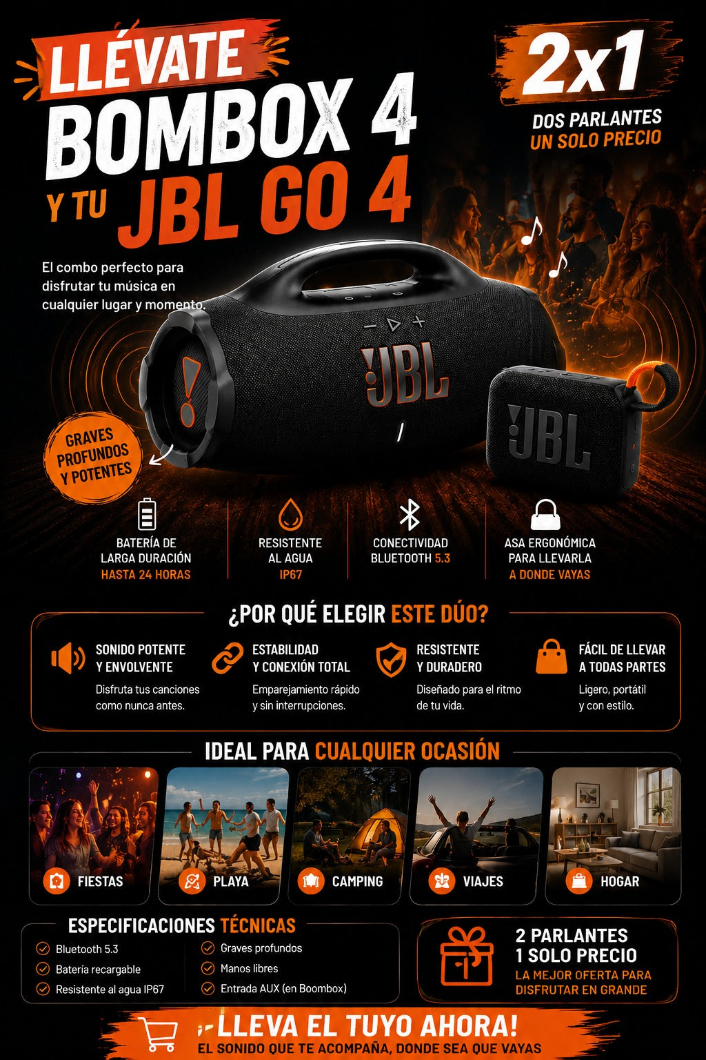 Bombox 4 JBL + Go 4 JBL